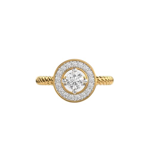 Bague moissanite ronde et argent plaqué or pour sublimer vos soirées