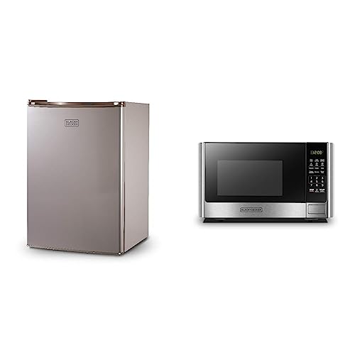 Image of BLACK+DECKER BCRK25V Compact Refrigerator Energy Star Single Door Mini Fridge with Freezer, Cubic Feet, VCM, 2.5 cu.ft & Digital Microwave Oven with Turntable Push-Button