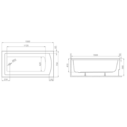 VBChome Badewanne 150x75 cm Weiß Acryl Wannenfüße Siphon Rechteckig Wanne Abfluss Design Modern Ablaufgarnitur in Chrom Badewanne mit Wannenfüße – Bild 4