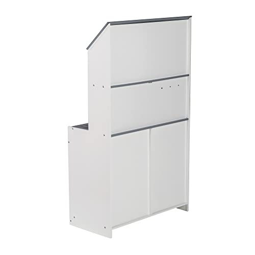 Foto von roba Kinderküche, Spielküche weiß, grau, Kinderküchenzeile mit Spüle, Wasserhahn, Mikrowelle, Herd, Grill, Herdplatten, Kühlschrank