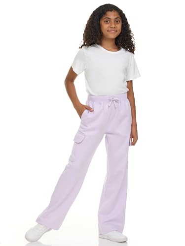 New Balance Girls Cargo Sweatpants – Soft Cotton Fleece Blend Pull-On Wide Leg Open Bottom Sweats Drawstring, Sizes 4-16