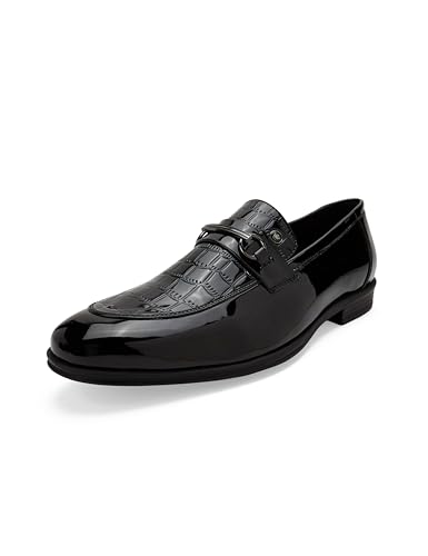 Image of Louis Philippe Men Patent Leather Breathable Lining Material Anti Slip with Heel TPR Sole Formal Slip-on Shoes