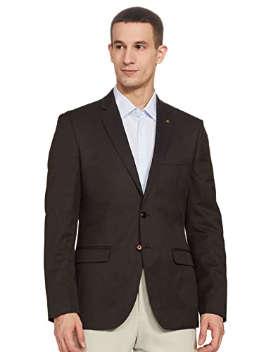 Image of Raymond Wool Blend Men's Full Sleeve Slim FIT Dark Brown Formal Suit