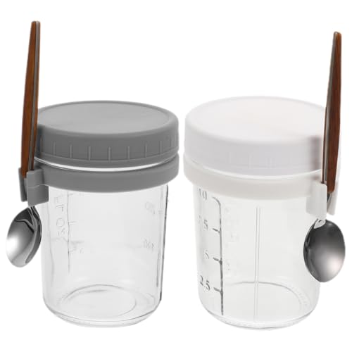 IMIKEYA 2Juegos Tazas Vidrio Taza Duradera para Avena y Yogur Portátil para Comidas Casa
