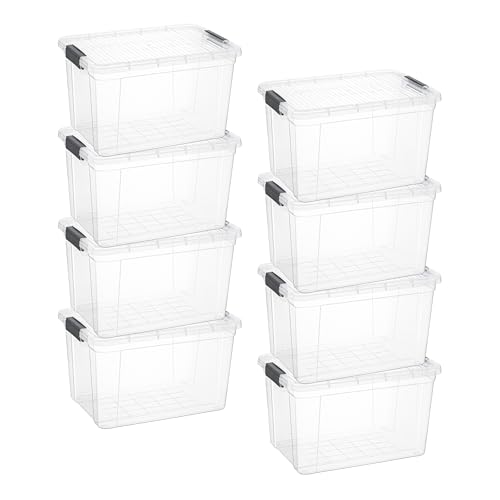 Image of Superio 26.5 Quart Clear Plastic Storage Boxes with Lids, Stackable Organizer Containers, BPA-Free Storage Bins for Home, Office, School & Dorm, 8 Pack