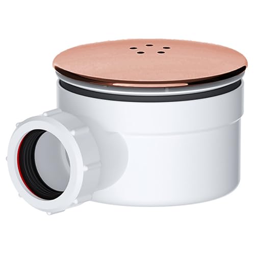 SPARES2GO Siphon de douche pour bonde de 90 mm, kit de base de luxe en forme de dôme pour bonde de 3,8 cm (cuivre brossé)