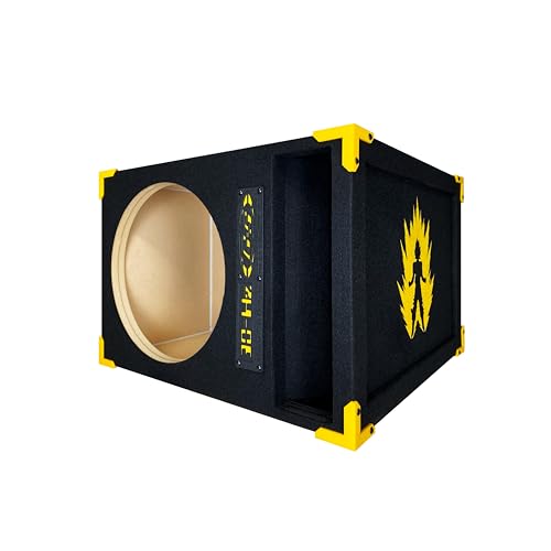 Image of 30HZ Reinforced Competition Single Ported Sub Box Sub Woofer Enclosure Speaker Box Car Audio Subwoofer Ground Shaker Box Ground-Shaker (Goku Yellow, 10 inch)