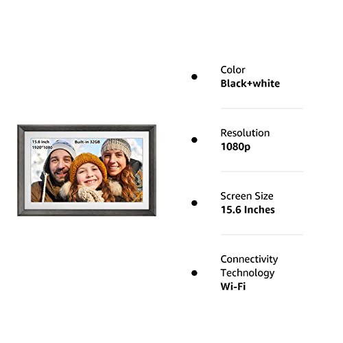 Frameo 15.6 Inch 32Gb Large Wifi Digital Picture Frame Wood1920 * 1080 Ips Fhd Touch Screen Electronic Smart Digital Photo Frame Wall Mountable Auto-Rotate Ios Android Easy Setup To Photos Or Video #TOP7
