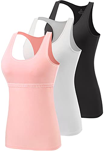 vislivin Damen Tank Tops mit Regal-BH Racerback Tank Top Stretch...
