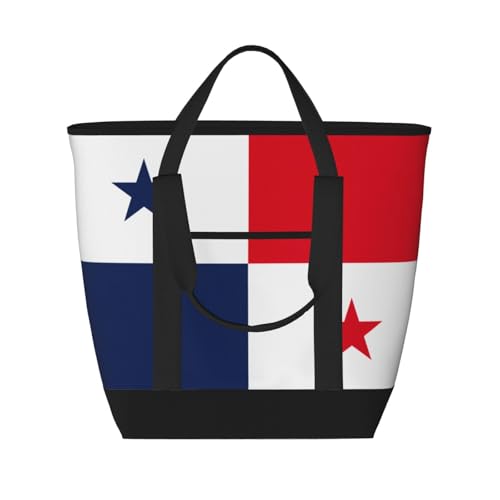 Sac de courses isotherme noir à motif Panama pour grand volume d'épicerie