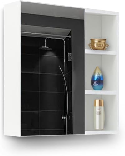 TUKAILAi Bathroom Mirror Cabinet 1 Door Storage Cupboard Wall Mounted