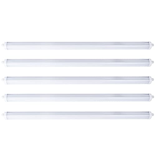 Wannenleuchte LED Feuchtraumlampe weiß Werkstattleuchte Industrie IP65, Kunststoff, 1x LED 48W 5760lm 4000K neutralweiß, LxBxH 150x6,5x5,8 cm, 5er Set