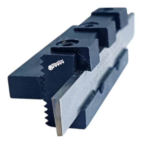 Image of 8mm Adjustable Lathe Parting Cut Off Tool Holder with 3 /32 inch x 1 /2 inch x 4 inch HSS Blade, Heavy Duty Steel, Front & Rear Tool Post Compatible for Mini & Bench Lathes | 3 /32 inch x 1 /2 inch x 4 inch Blade, Heavy Duty Steel, Front & Rear Post, Mini & Bench Lathes, Includes HSS Blade