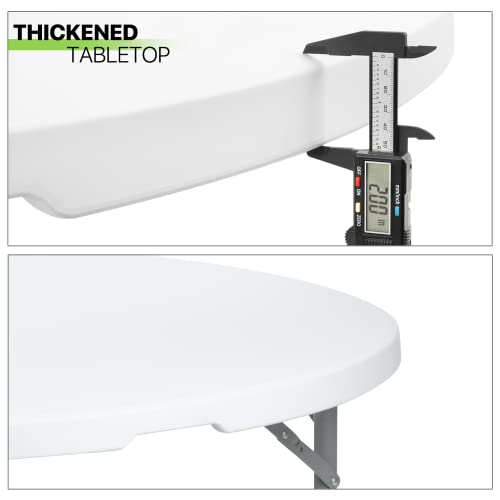 Magshion 65" Round Folding Table Plastic Dining Card White Table With Carrying Handle For Camping Beach Bbq #TOP5
