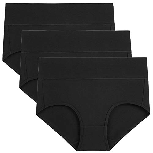 Image of wirarpa Women's Cotton Underwear High Waist Full Coverage Brief Panty Multipack