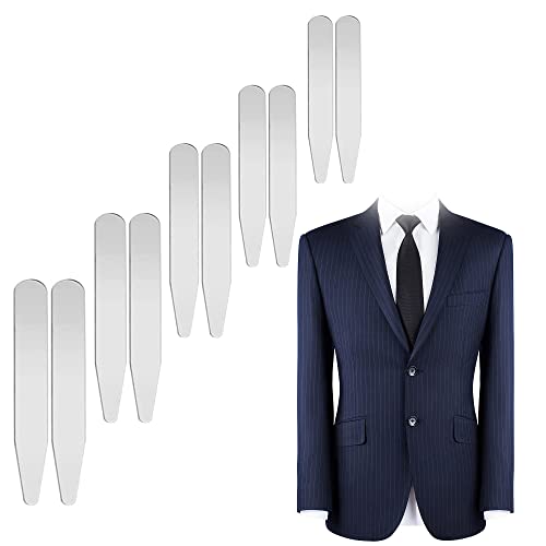 10 pcs,Collar Stays,Kragenstäbchen Set,Hemdkragen Stäbchen,Hemdeckclip,Hemdbekleidungszubehör,Hemdkragen-Eckstück,silberner Hemdkragenhalter,5 Größen,für die meisten Business-Hemden,Männergeschenk Cover