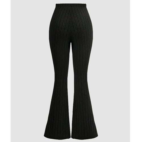 Girls Knit Ribbed Flare Leggings with Pocket Kids Stretch Bell Bottoms Yoga Dance Active Leggings for Youth Teen Soft4