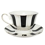 SHINEOFI Vintage Polka Dot Coffee Cup and Saucer Set Ceramic Tea Serving Cup Decorative Beverage Tableware for Afternoon Tea and Home Use, 1pcs without Spoon