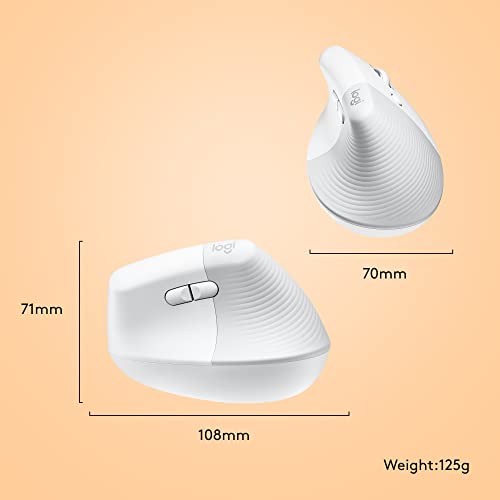 Logitech Lift for Mac Vertical Ergonomic Wireless Mouse - Off White | Bluetooth connectivity only, no USB receiver, quiet clicks, 4 customizable buttons, mac OS iPad OS compatible - image 8