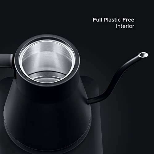 Saki Baristan Electric Gooseneck Kettle With Precise Temperature Control, Pour Over Coffee Kettle & Tea Kettle, Stainless Steel, 1200W Quick Heating, 1 Liter, Matte Black #TOP4