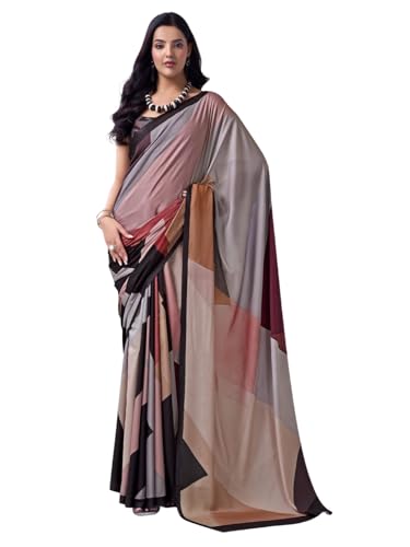 SIRIL Women's Printed Crepe Silk Saree with Unstitched Blouse Pie...