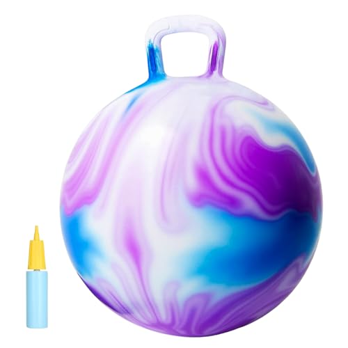 INPANY Hopper Ball, 18 Inches Bouncy Ball with Handles, Bouncing Bounce Balls Hopper, Inflatable Jumping Hopping Toys for Kids Ages 3-6, Hoppity Hop Girls Boys Gifts, Pump Included