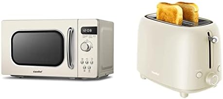 COMFEE' Retro Style 800w 20L Microwave Oven with 8 Auto Menus, 5 Cooking Power Levels, and Express Cook Button - Mint Green -CM-M202RAF(GN)