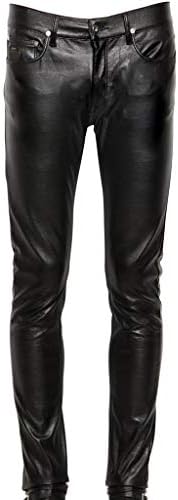 Koza Leathers Men's Leather Pant Trouser Genuine Lambskin Real Leather Casual Pant PM051 (44) Black