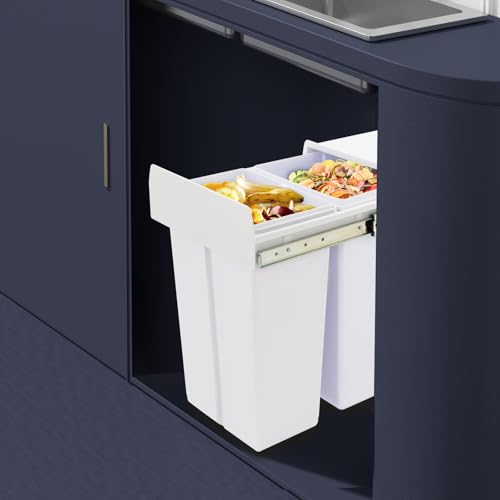 Caneca de basura extraíble bajo gabinete, 20L+10L, rectangular miniatura 3