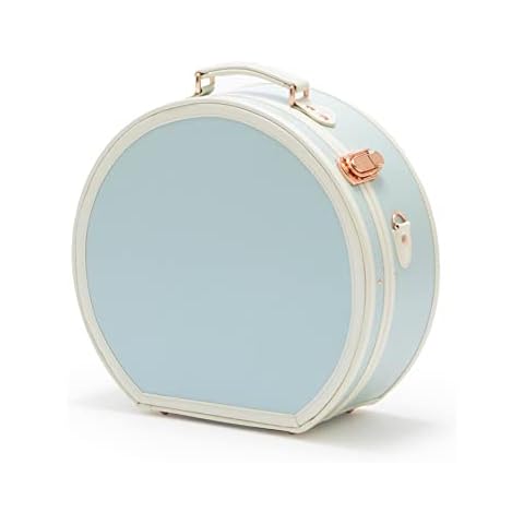 COTRUNKAGE Small Floral Round Hat Box Vintage Luggage Cosmetic Case (D.15, Sky Blue) Cover