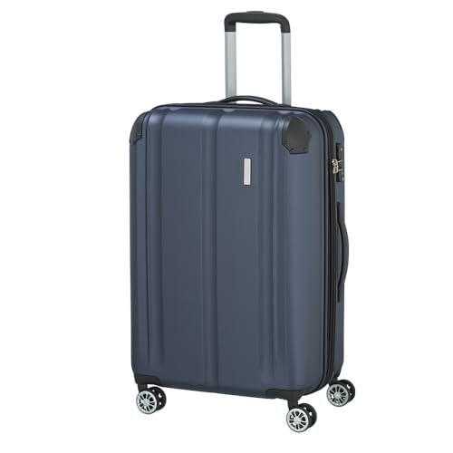 Travelite Hartschalenkoffer mittelgroß, erweiterbar, 4 Rollen, City, Trolley mit kratzfester Oberfläche, TSA Schloss, Dehnfalte, 68 cm, 78-86 Liter