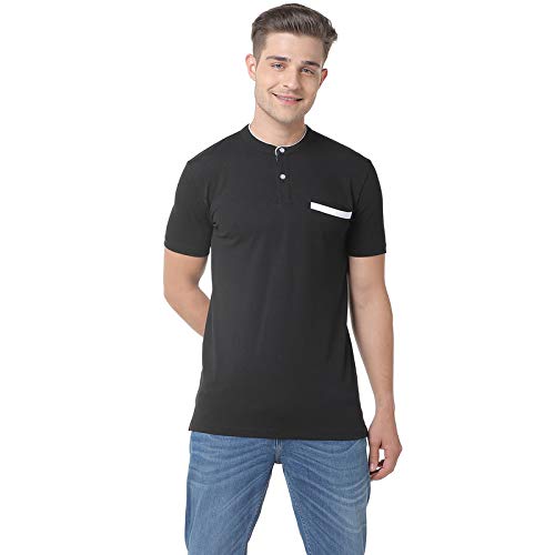 Image of CAHOOT Men Black Solid Casual T-Shirt