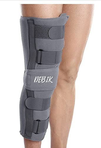 DEBIK | Knee Immobilizer Brace for Knee support for dislocation injuries ligament tear wraparound five straps for better grip knee stabilizer splint for men & women (MEDIUM)
