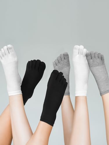 Bencailor 6 Pairs Kids Toe Socks Cotton Compression Ankle Low Cut Five Toe Sock for Kids Boys 7-12 Years2