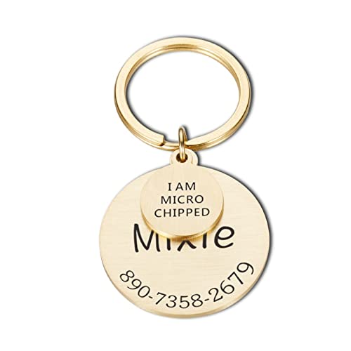 Médaille d'identification personnalisée pour chien et chat Je suis micropuce Étiquette de numéro de nom de chien en acier inoxydable Étiquette d'identification pour animal de compagnie Gravu Cover