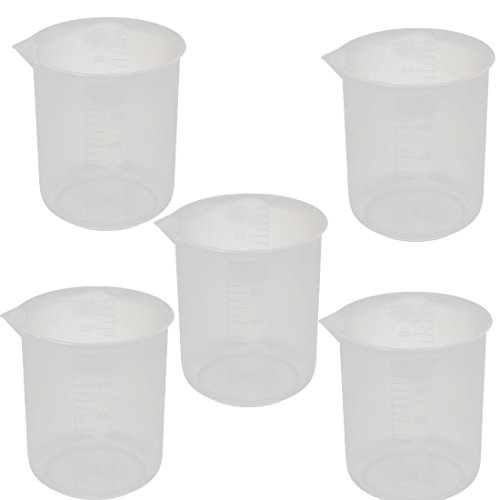 uxcell 500mL Laboratory Transparent Plastic Liquid Container Measuring Cup Beakers, Pack of 5