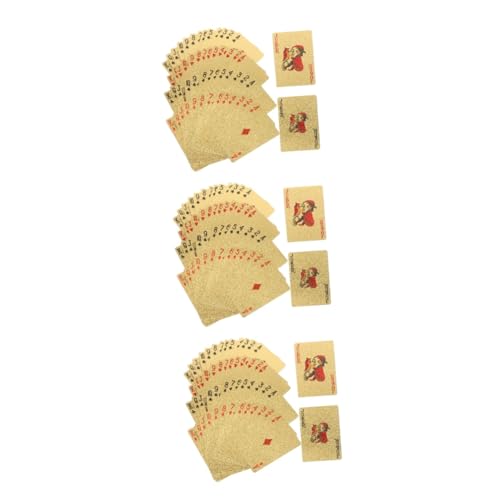 Abaodam 3 Kisten Spielkarten Mit Goldfolie Brettspielkarten Neuartige Spielkarten Wasserfeste Pokerkarten Motto-partyzubehör Spielzeug Für Kartenspiele Luxus-Spielkarten Das Haustier