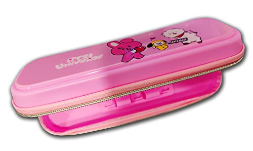 Image of Neel Pencil Case for Kids, School Stationery, BT-21 Theme, Pink, 1L Capacity, 22cm x 9cm x 5cm