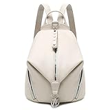 JANSBEN Rucksack Damen klein elegant Leder PU Wasserdicht sportlich Backpack Women Kunstleder Rucksackhandtaschen Frauen Daypack für Arbeit Urlaub Casual Anti Theft (5L) (Weiß, Einheitsgröße)