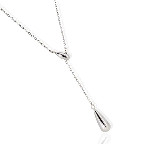 [Napist] ネックレス レディース サージカルステンレス ペンダント アクセサリー Y字 ラリエット 長め アジャスター 長さ調整 可能 金属アレルギー対応 チェーン ドロップ シルバー NPNS104S