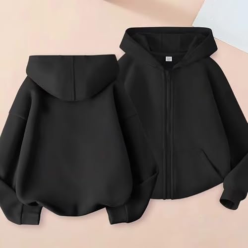 Boys Girls Zip Up Hoodie Sweatshirt Kids Hooded Jacket Cotton Athletic Hoodie Fashion Classic Solid Sweater with3