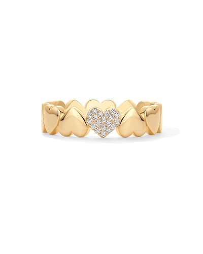 PAVOI 14K Gold Plated Heart Stackable Rings for Women | Love Valentines Statement Chunky Signet Ring Band | Friendship Rings3
