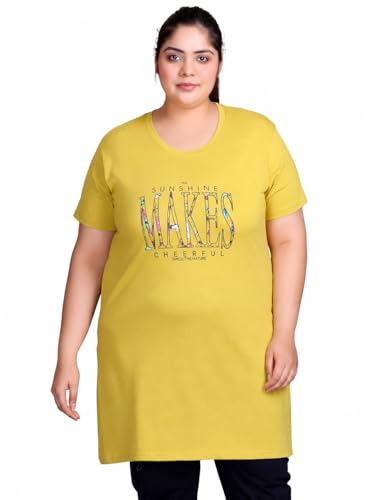 Image of In Love Women's Printed Cotton Plus Size Longline T-Shirt with Pockets | Cotton fabric - soft longline T-shirt with easy plus-size fit