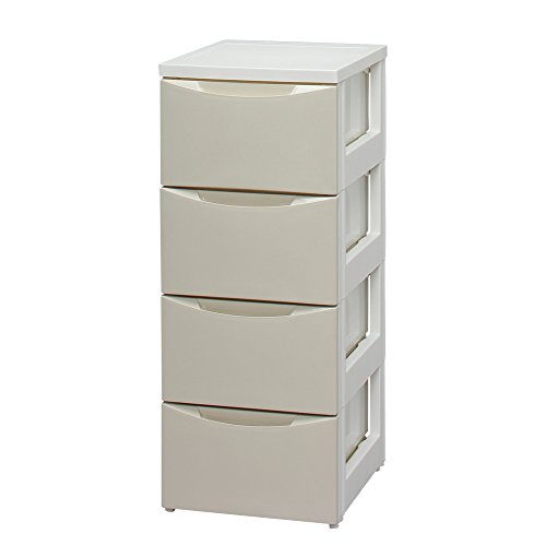 アイリスオーヤマ チェスト スリム 4段 幅32.4×奥行41×高さ80.5cm ホワイト / アイボリー 白 プラスチック COD-324