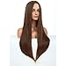 BERON Brown Long Wig for Women Straight Girls Costume Hair Wigs Middle Part Heat Resistant Synthetic for Cosplay Party or Daily Use Wig