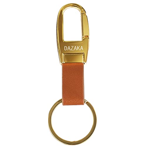 DAZAKA Leder Schlüsselanhänger Auto Geschenk für Männer Frauen zum Geburtstag Gold Cover