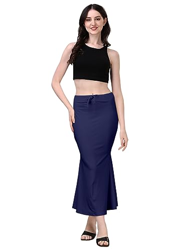 Image of Women's Saree Shapewear Petticoat, Cotton Blend Stretchable Mermaid Skirt, High Waist Tummy Control, Smooth Curve Fit with Adjustable Drawstring