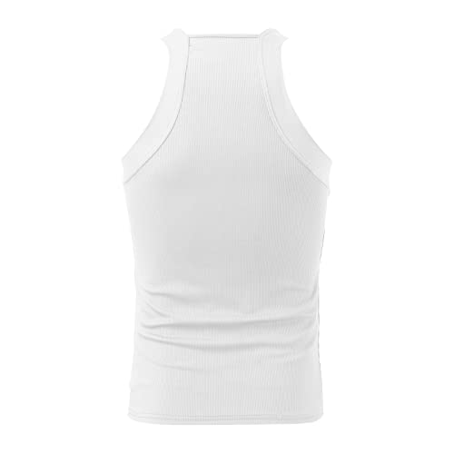Tank Tops for Men Summer Shirt Trendy Square Neck Sleeveless Tees Y2K Solid Basic Ribbed Undershirt Sexy Vest Top3