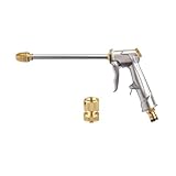 Metall-Gartenspritzpistole mit Verlängerungsstange - Robuste Pistolengriff-Düse, 4-fach Sprühfunktion für Pflanzenbewässerung, Terrassenreinigung, Autowäsche und Haustierpflege