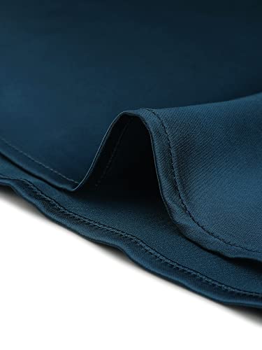 Allegra K Women's 2023 Summer Satin Dress Short Sleeve Tie Waist Business Casual Dresses Large Blue #TOP4